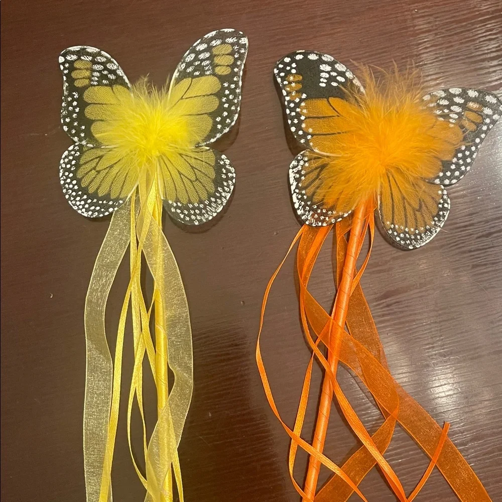 Assorted butterfly Fairy Wand Party Favors with Maribou and ribbons set of 20
